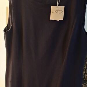 Kasper Black Asymmetrical Sleeveless Dress